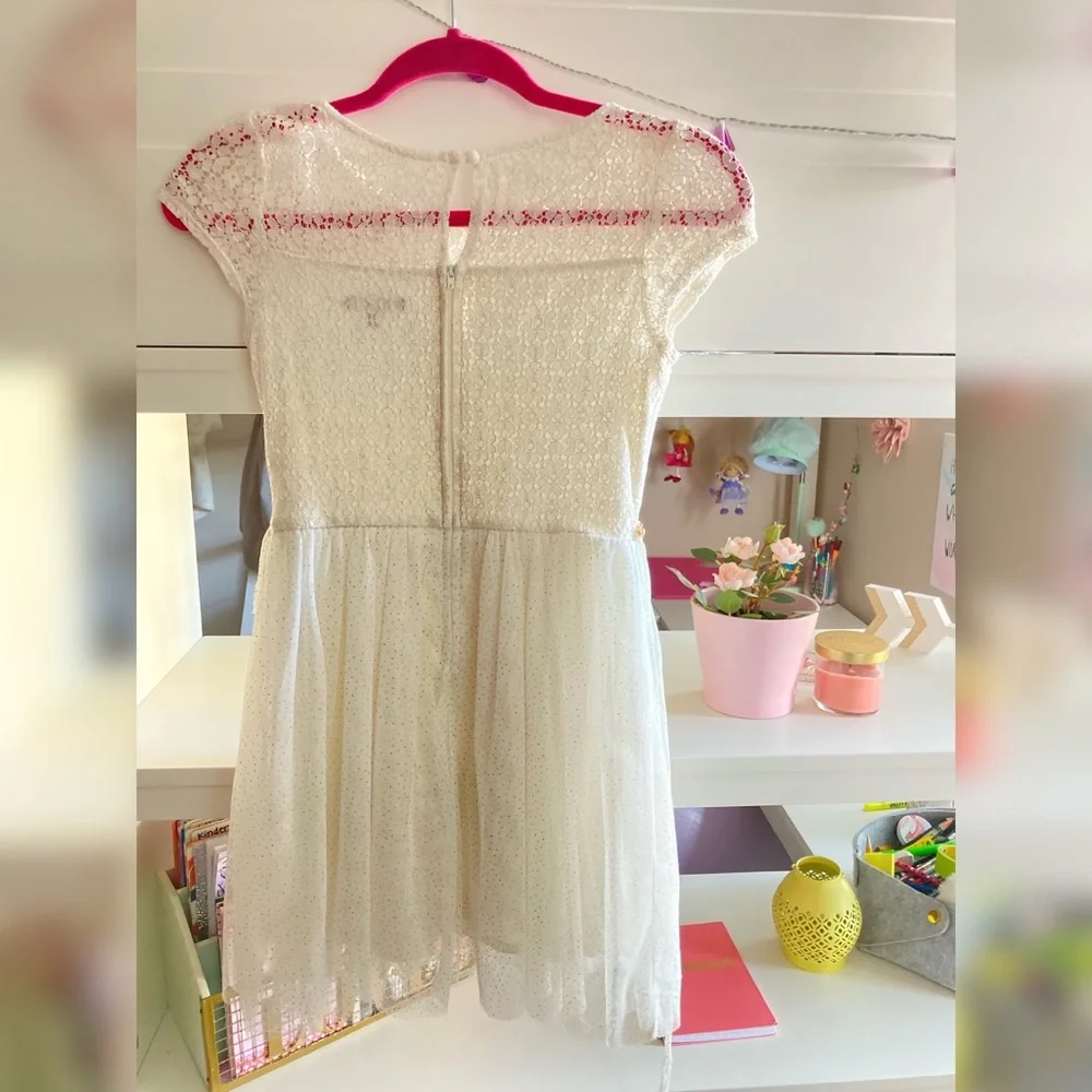 🌸3/$30🌸 Sequin Hearts Girls Glittery Sparkle White/Gold Dress